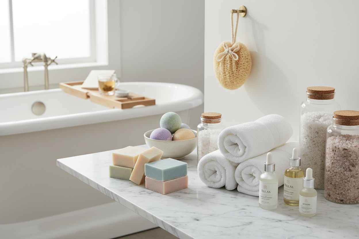 bathroom products collection real image