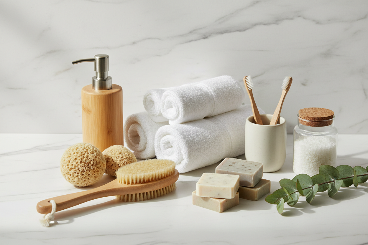 bathroom supplies collection real image